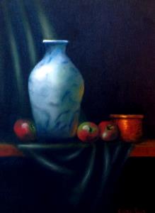 Blue Vase with Apples