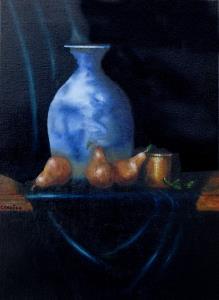 Blue Vase with Pears